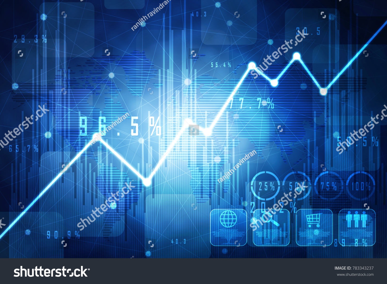 2d rendering Stock market online business concept. business Graph