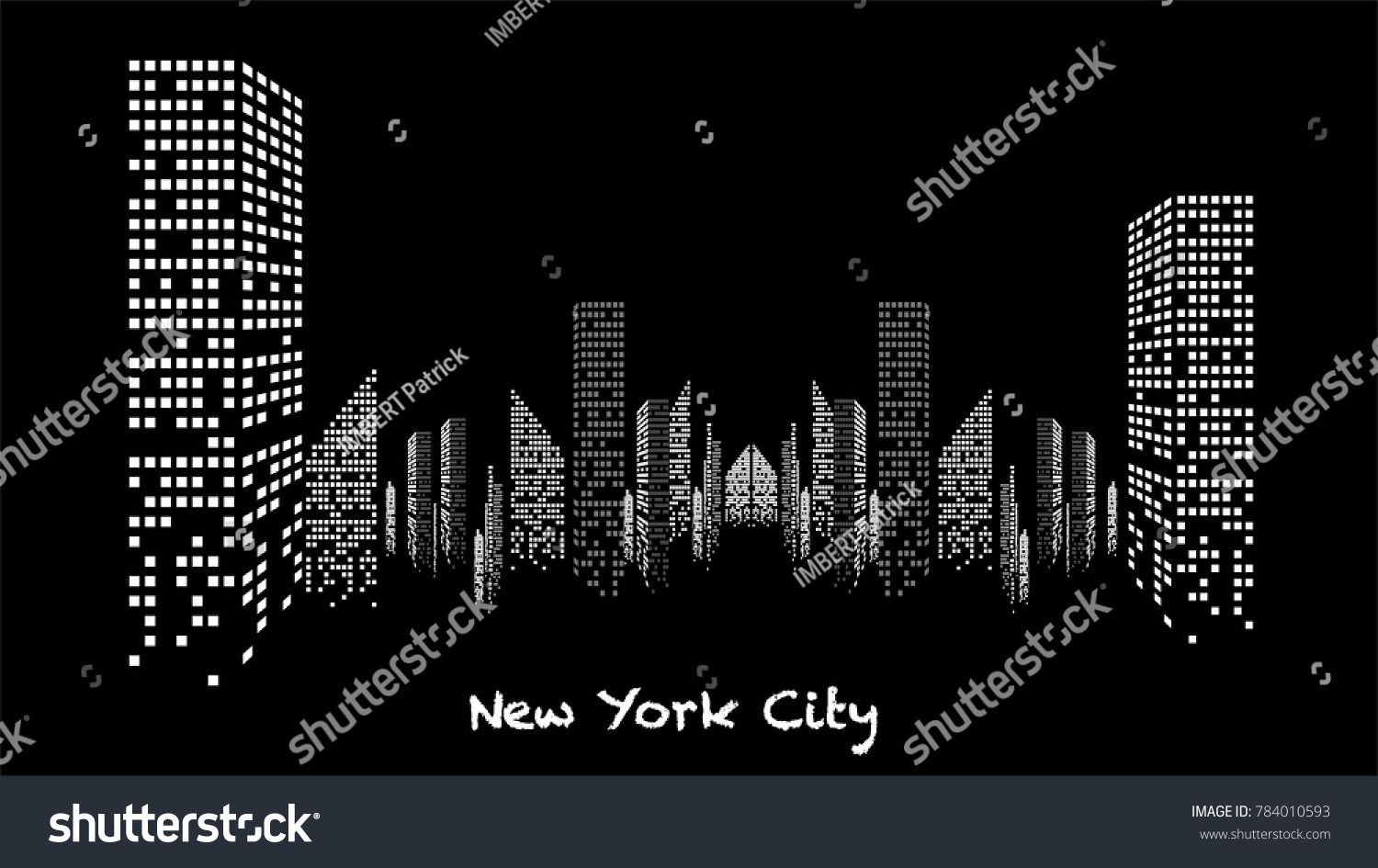 Panorama of White and Black illuminated Building under construction  skyscrapers and flat  light  stage  home  house  art  new york  usa