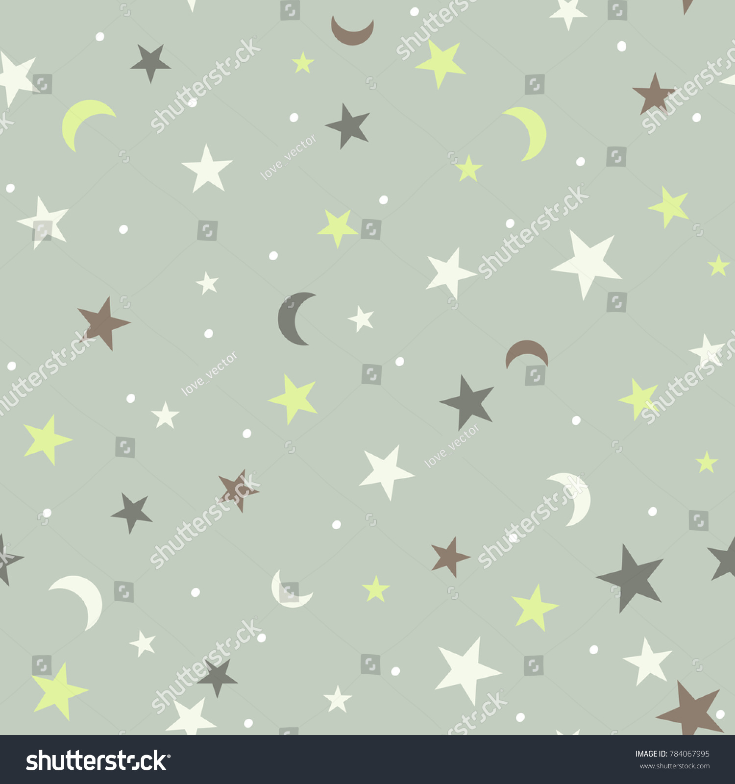 Seamless pattern with stars and moon