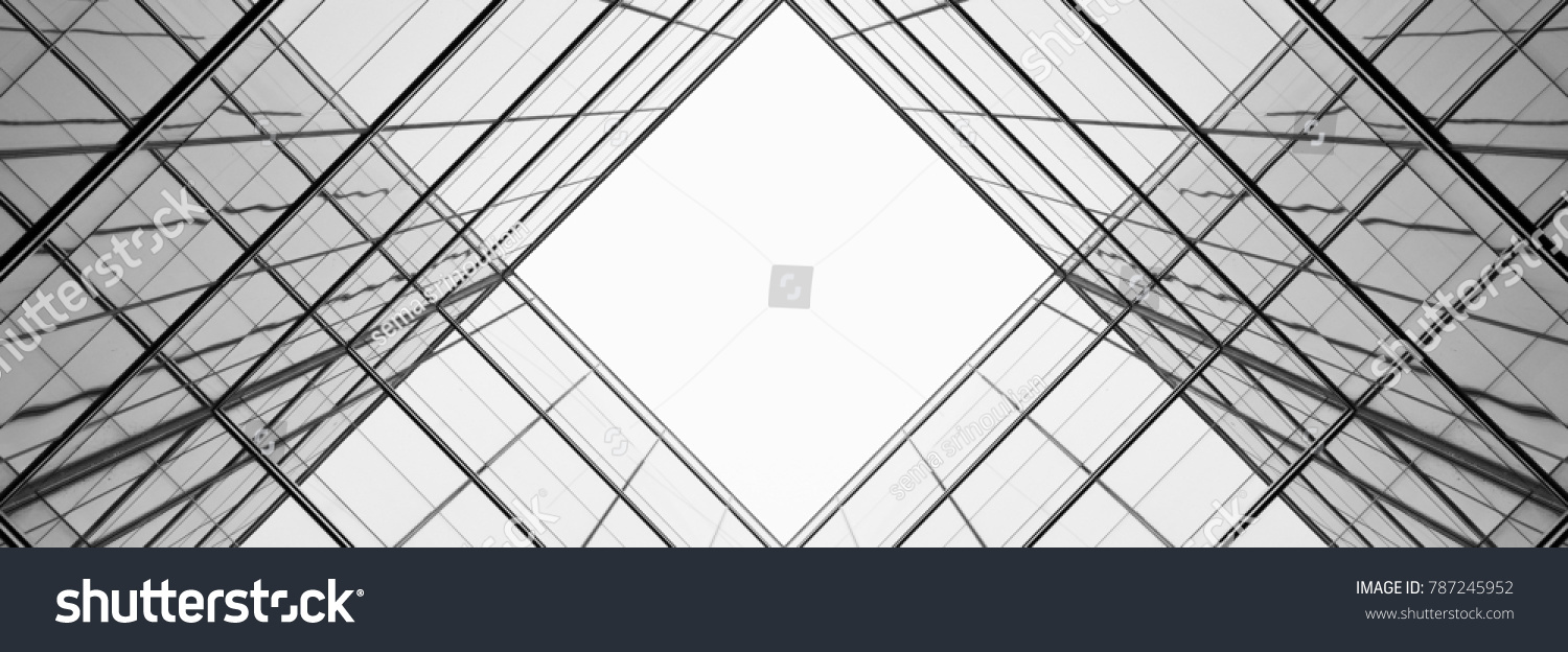 architecture of geometry at glass window - monochrome