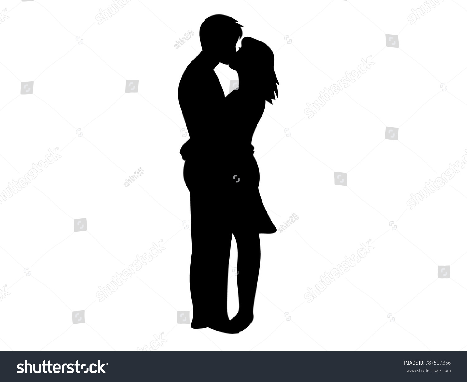 Valentine's Day material that lovers are hugging.
