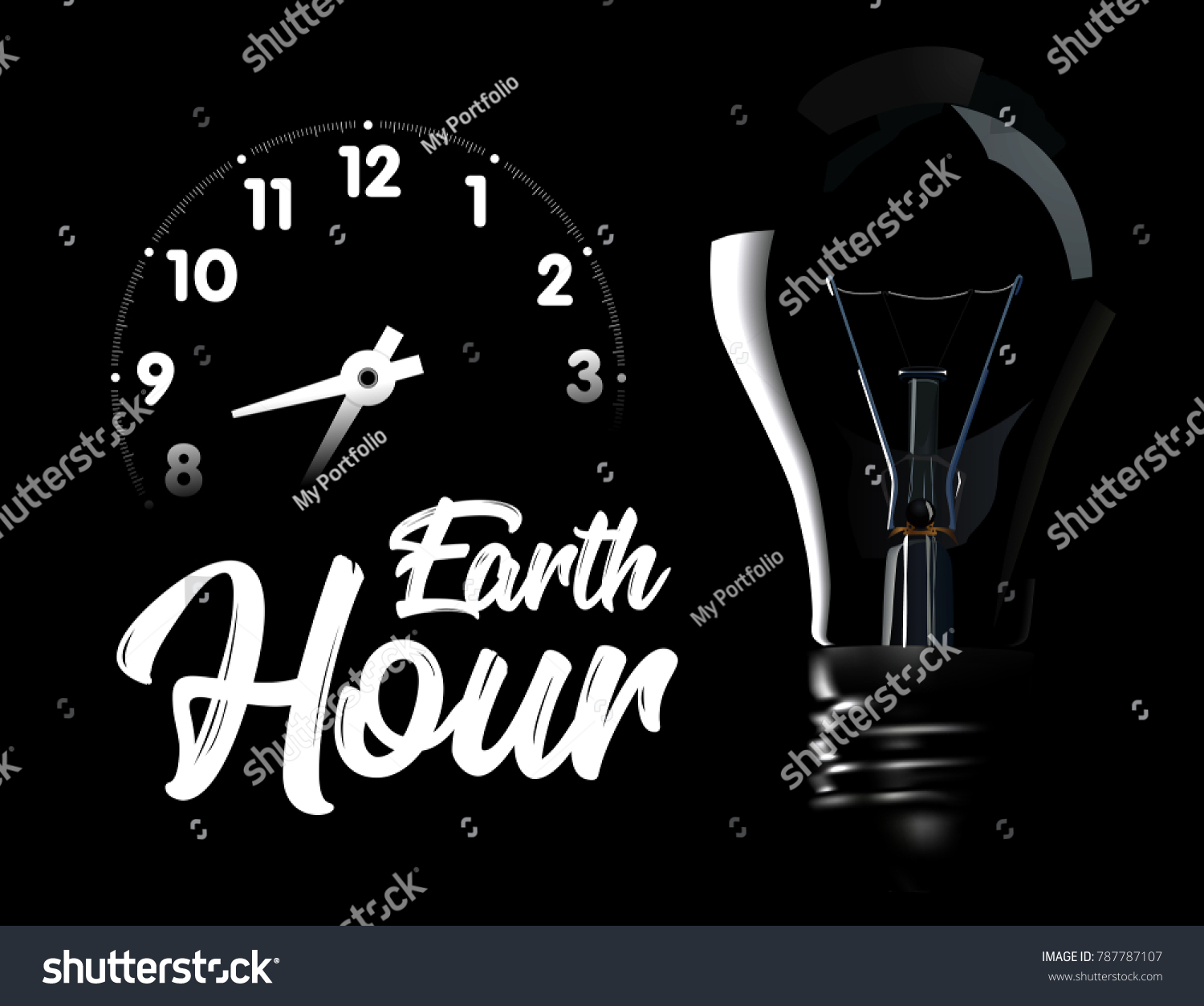 The Earth Hour is an international action calling for the switching off of light for one hour for environmental assistance to planet Earth. Vector illustration