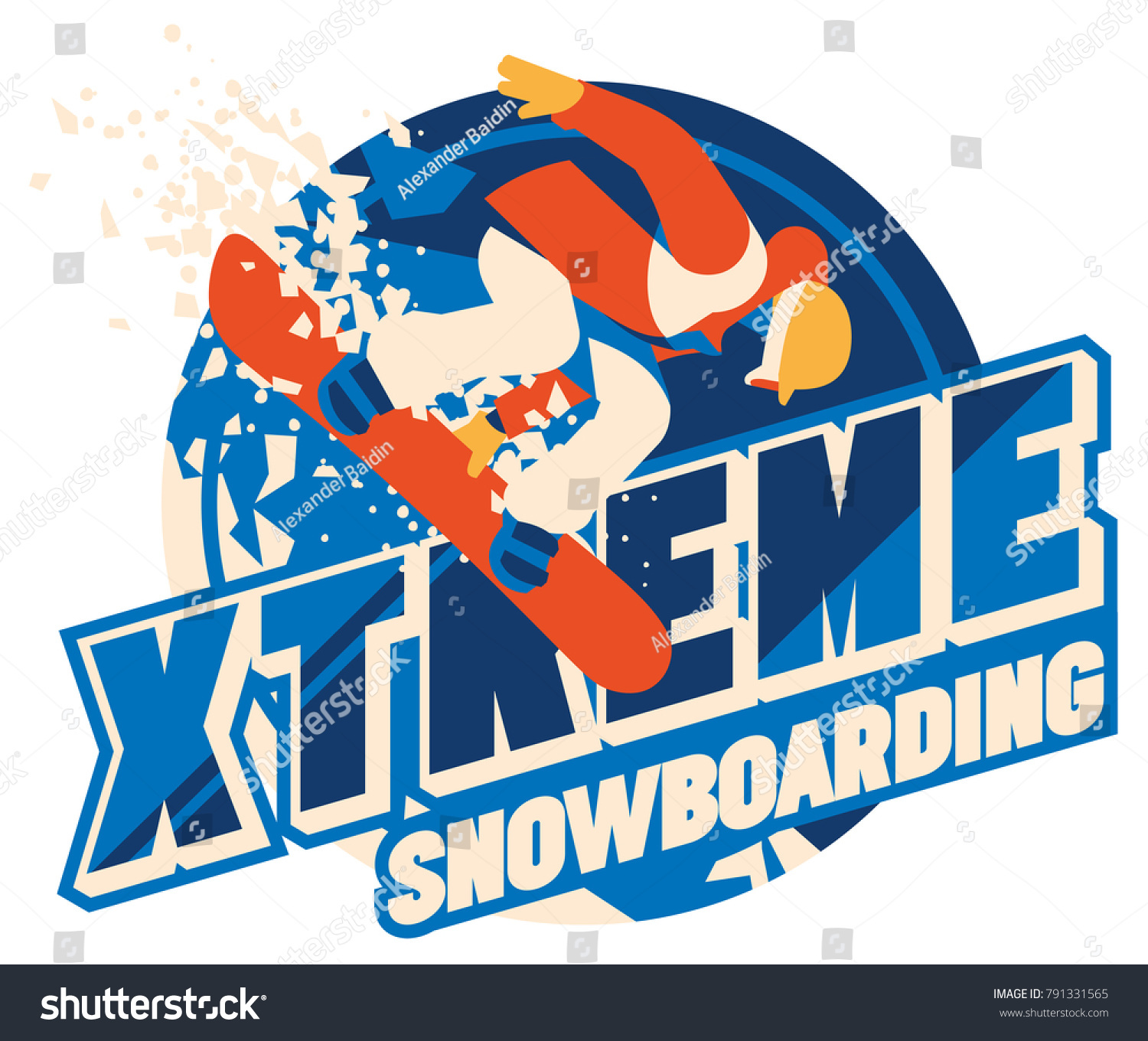 Freeride snowboarder in motion. Sport logo or emblem