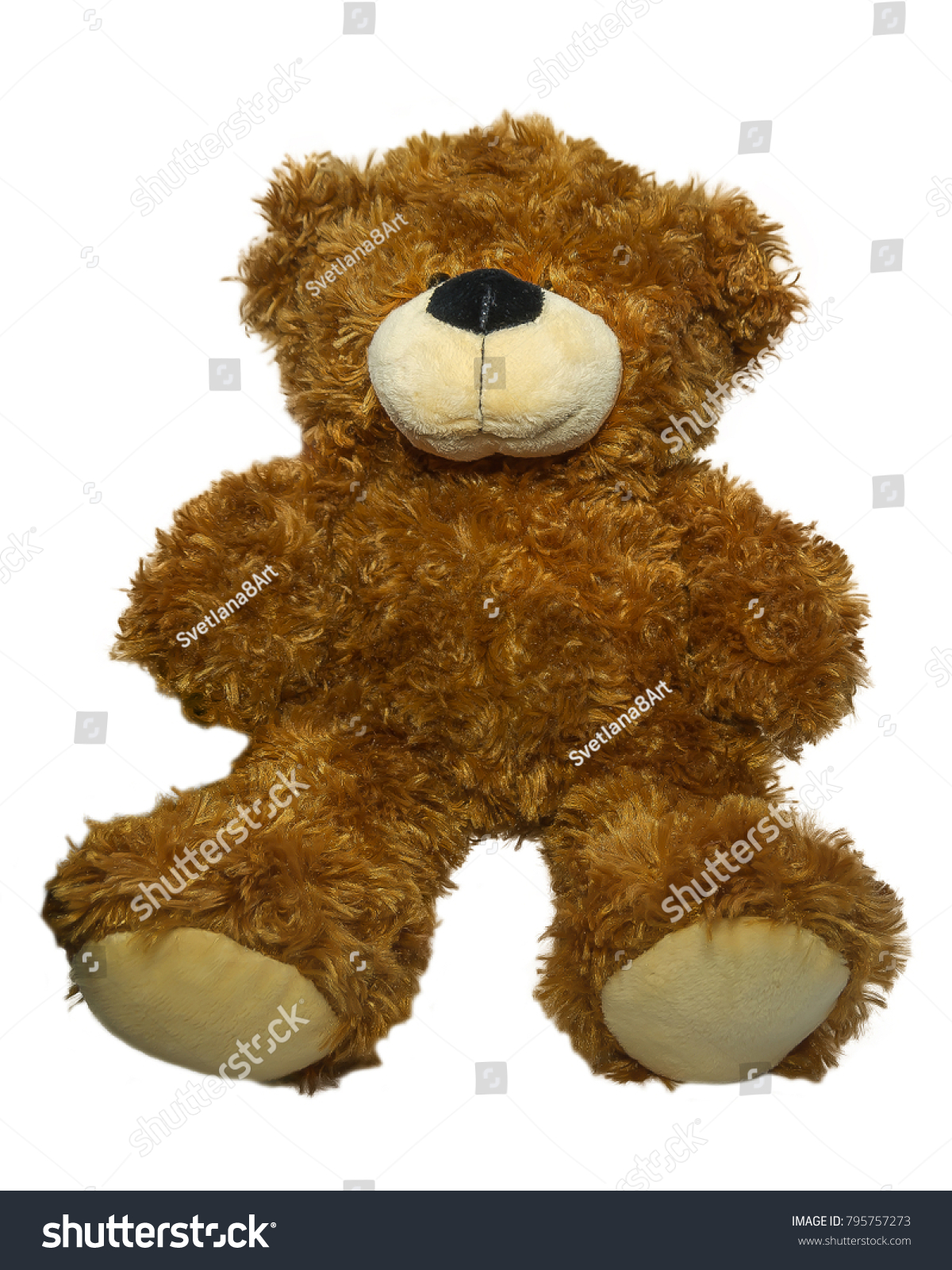 softtoyabigshaggybrownbearisolatedonwhitebackground