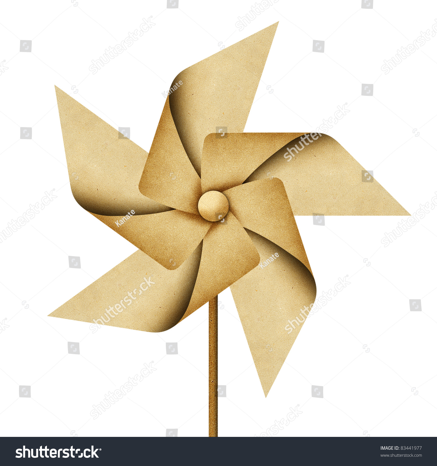 windmill recycled papercraft on white background