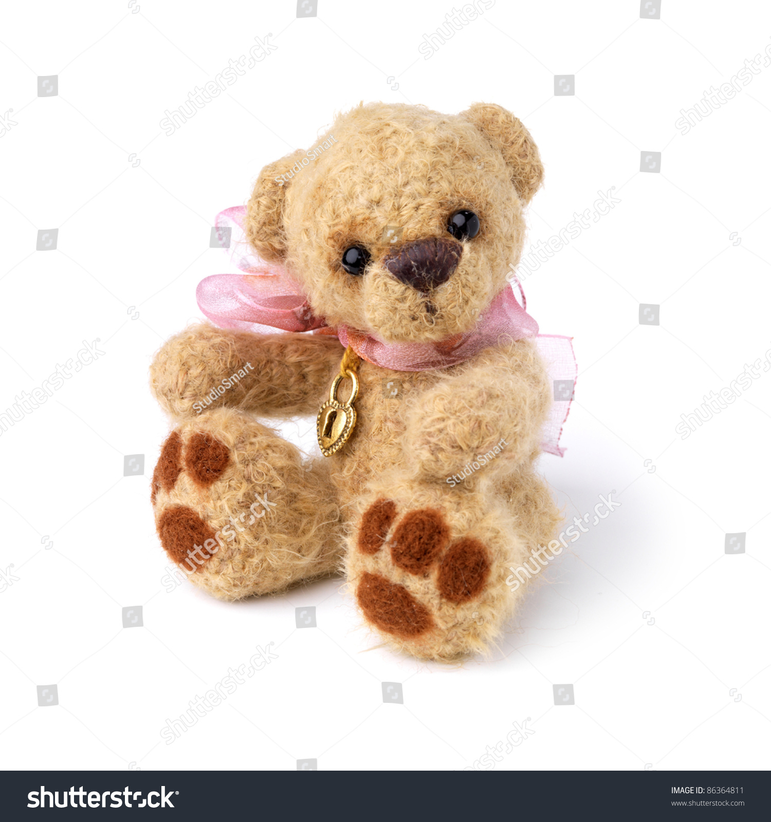 teddy bear in classic vintage style isolated on white background