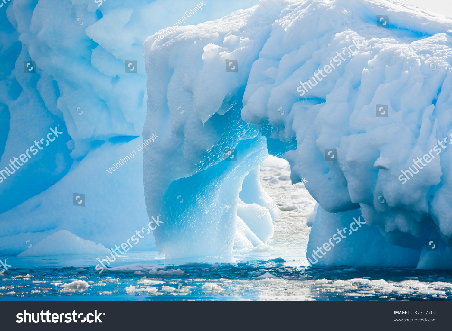 Antarctic glacier in the snow. Beautiful winter background