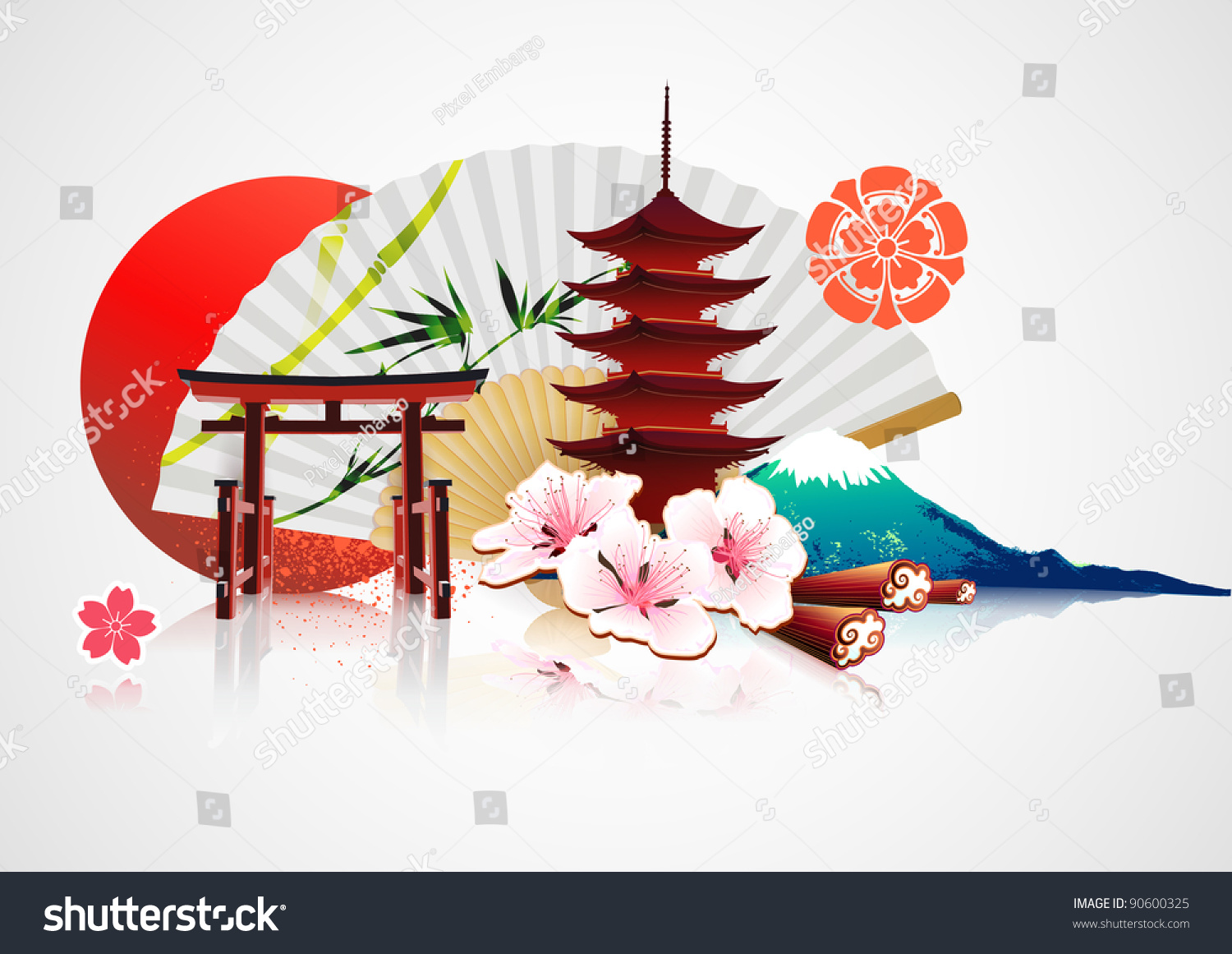 Vector illustration of abstract styled Decorative Traditional Japanese background