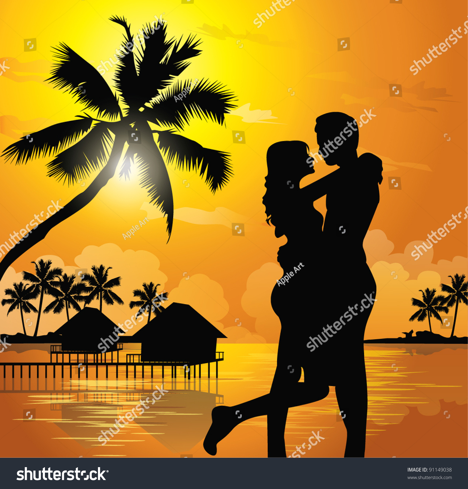 Romantic couple on the beach