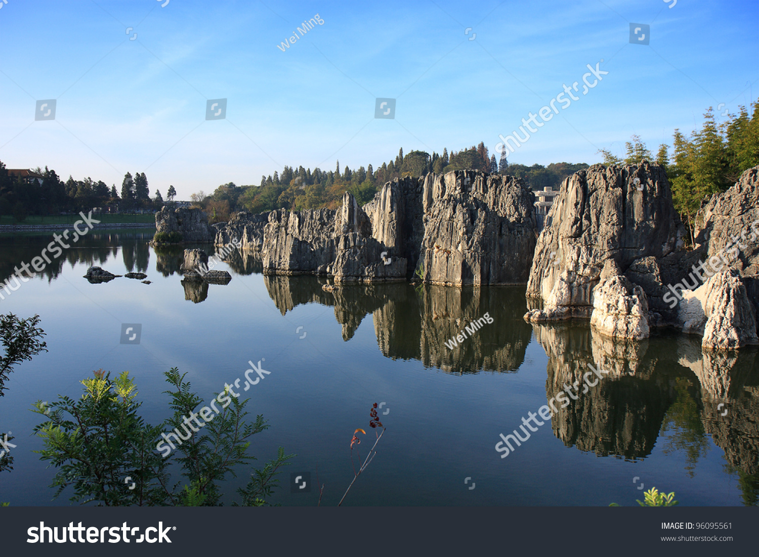 Limestone formation at the Shilin Stone Forest National Park  near Kunming  China.