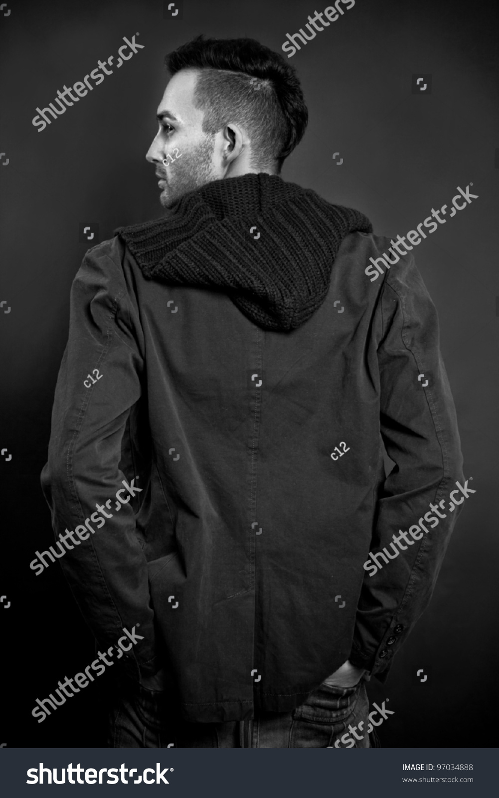 young beautiful man - back view