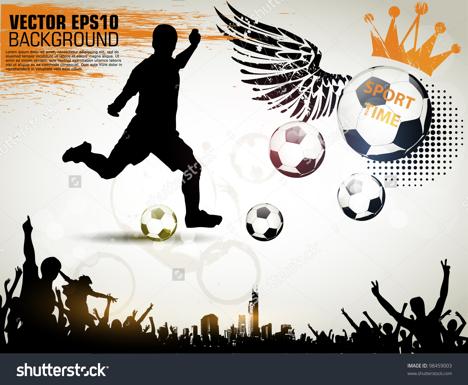 Soccer Action Player on beautiful Abstract Background. Original Vector illustration sports series. Classical football poster.