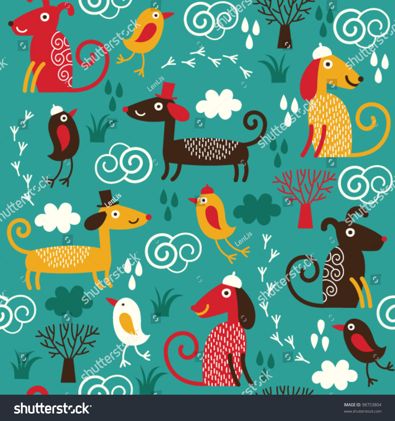 seamless pattern with cute dogs