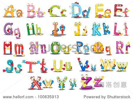 illustration of alphabet characters on white 