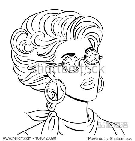 beautiful young stylish woman in sun glasses with stars coloring