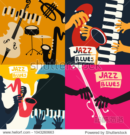 jazz music festival banners. colorful ja