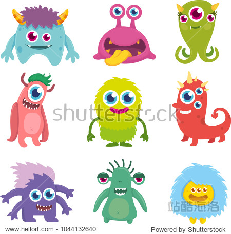 funny cute little monster set - 站酷海洛正版图片