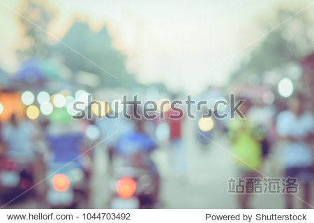 (Vintage tone) Festival Event day time with People in city Blurred defocused Bokeh abstract Background