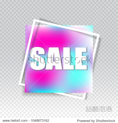 Sale square banner. Holographic design template. Summer sale sticker. Vector illustration. Black Friday Sale Poster.