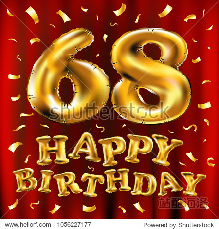 vector happy birthday 68th celebration gold balloons and golden
