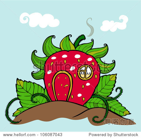 cartoon strawberry house
