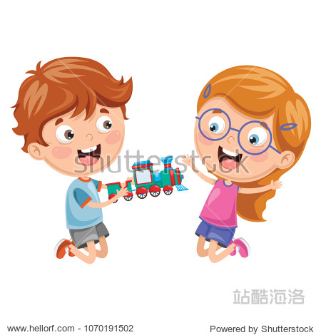 vector illustration of kids playing with toy