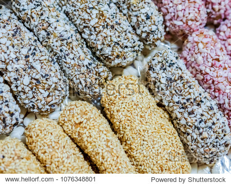 yukwa; traditonal korean puffed rice snacks.