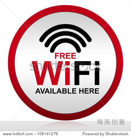 free wifi available here with circle metal style icon isolate on