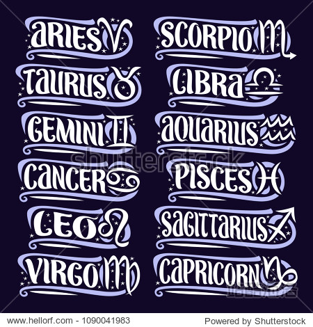 vector set of zodiac signs collection of 12 astr
