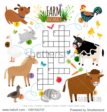 kids crossing word search puzzle game with cat and cow dog ad