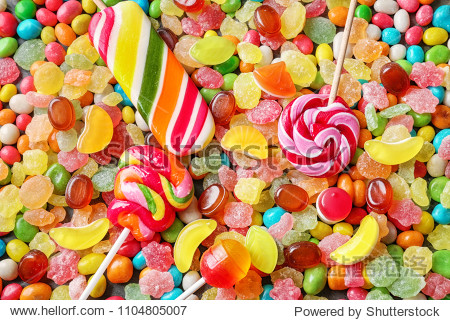 different colorful candies closeup