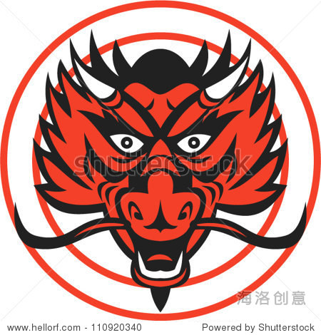 cartoon图解of a red chinese龙head盘基地circle.