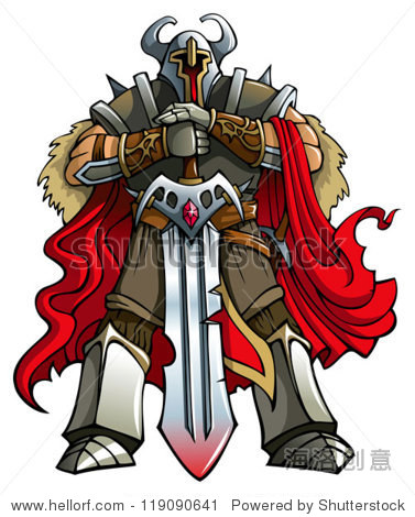 十字军骑士大剑,矢量插图,梯度