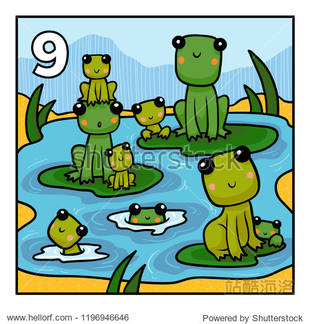 learn to count with animals nine frogs
