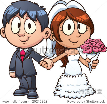 cartoonbrideandgroomvectorclipartillustrationwithsimple