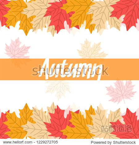 Autumn frame pattern template. Decorative fall japanese leaves in flat style. white background. Design elements for wedding invitation birthday wallpaper greeting cards. icons vector illustration