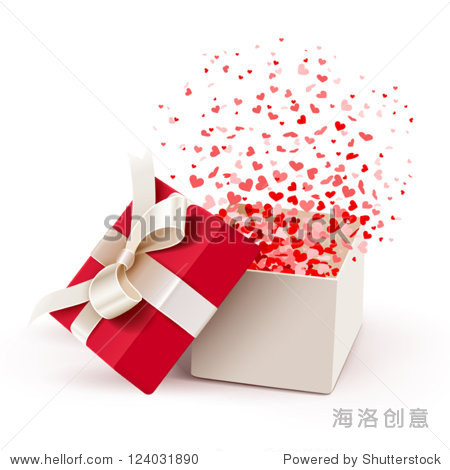 open gift box with hearts isolated on white - 站酷海洛正版图片