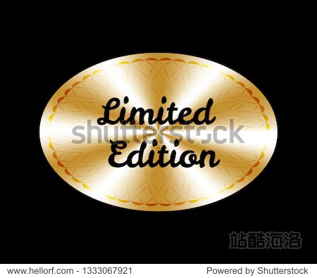 Limited edition round hologram realistic sticker. Medal  prize  sign  icon  logo  tag  stamp  seal. Golden vector element for label design