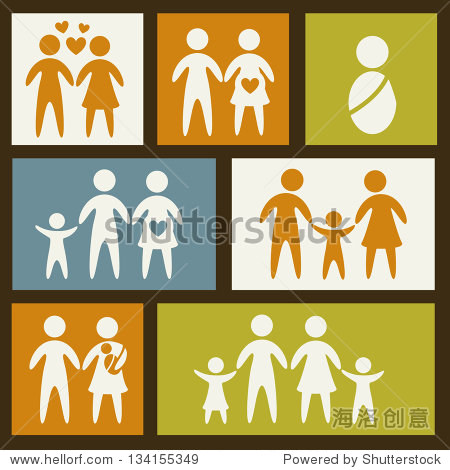 family icons over squares background. vector illustration