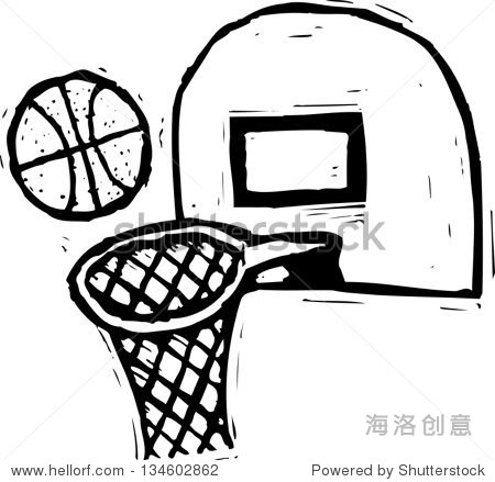 black and white vector illustration of basketball