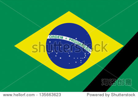 the brazilian flag in mourning style.