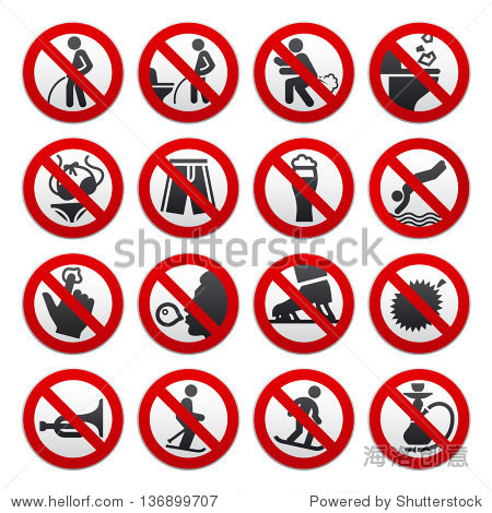 prohibited signs vector illustration - 站酷海洛