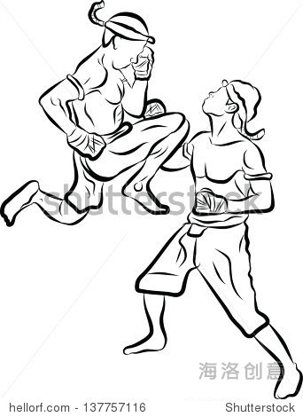 hand drawn muay thai boran