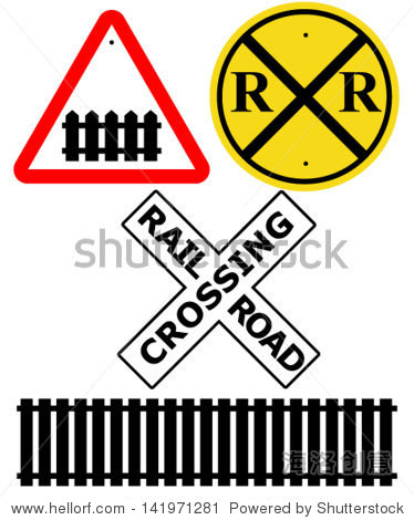 railway intersection signs   rail track silhouette - 站酷海洛