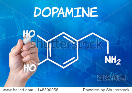 hand with pen drawing the chemical formula of dopamine - 站酷海