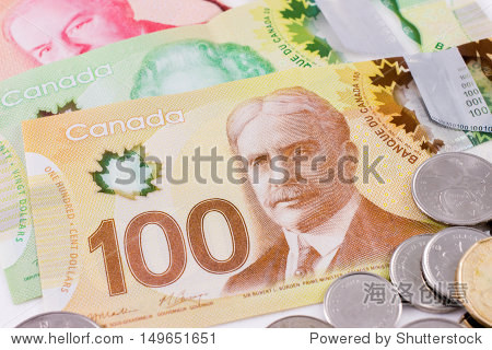 加拿大的钱钱在白色背景上.