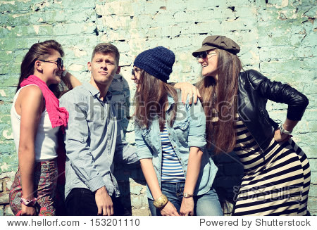 young people having fun together outdoors, lifestyle, toned