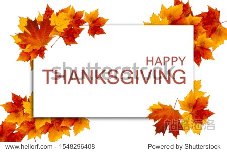 Thanksgiving image with colored leaves surrounding the text "Happy Thanksgiving" in the middle.