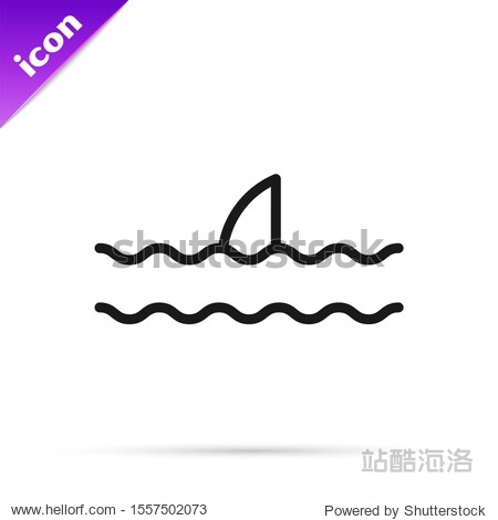 Black Line Shark Fin In Ocean Wave Icon Isolated On White Background Vector Illustration 站酷海洛 正版图片 视频 字体 音乐素材交易平台 站酷旗下品牌