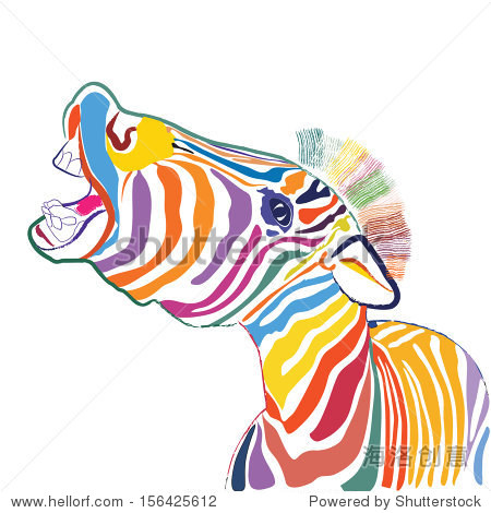 a happy emotional multicolored zebra, vector - 站酷海洛正版图片